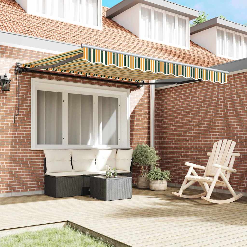 Retractable Awning Green and Yellow 350x250 cm Fabric