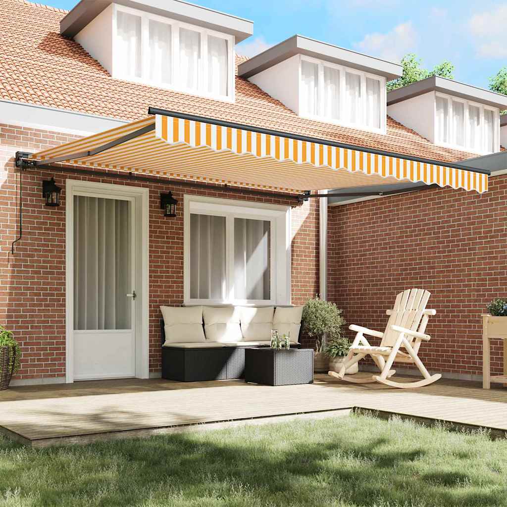 Retractable Awning Manual Yellow and white 400x300 cm Fabric