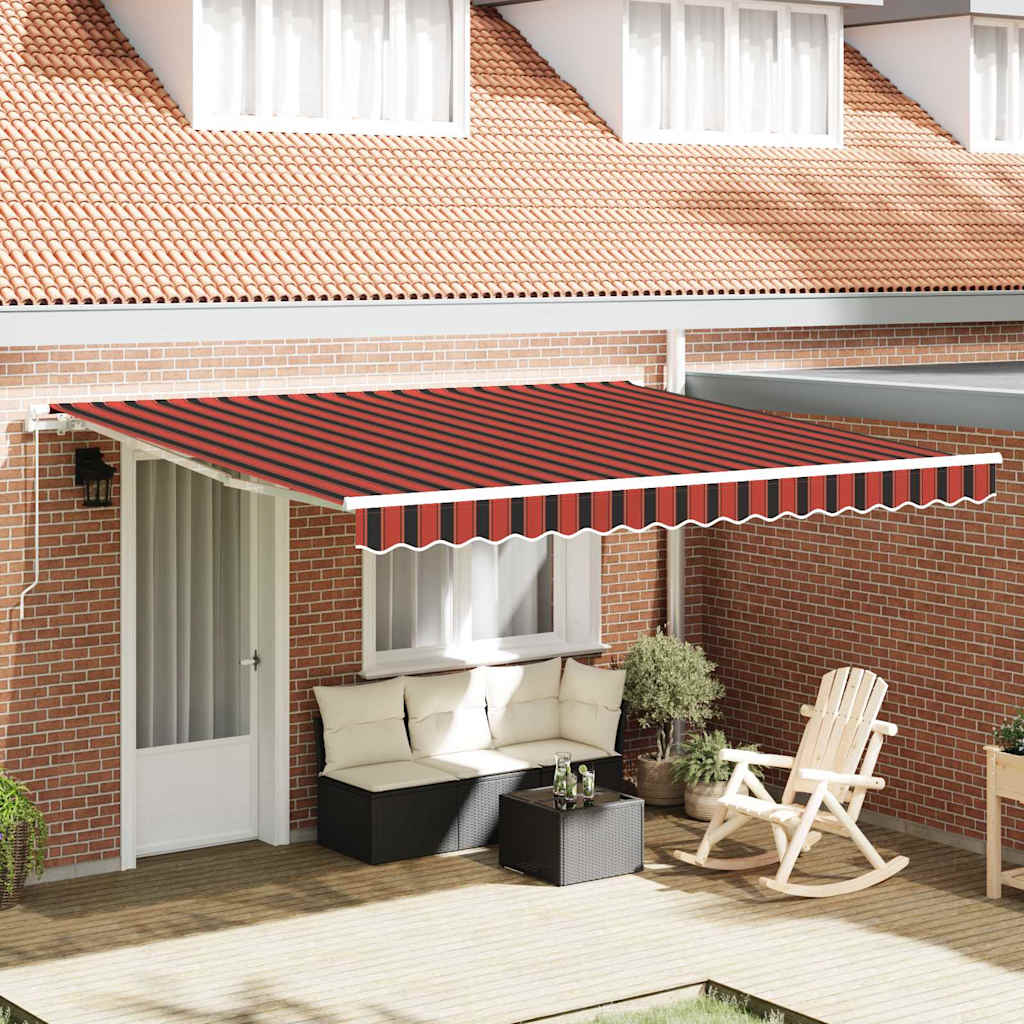 Retractable Awning Orange and brown 400 x 300 cm Polyester