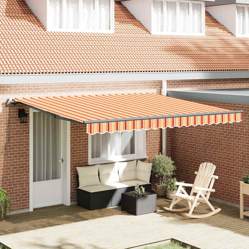Retractable Awning Manual Yellow and orange 400 x 300 cm Fabric