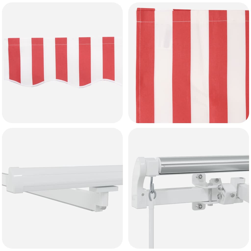 Retractable Awning with Red and white 400 x 300 cm Fabric