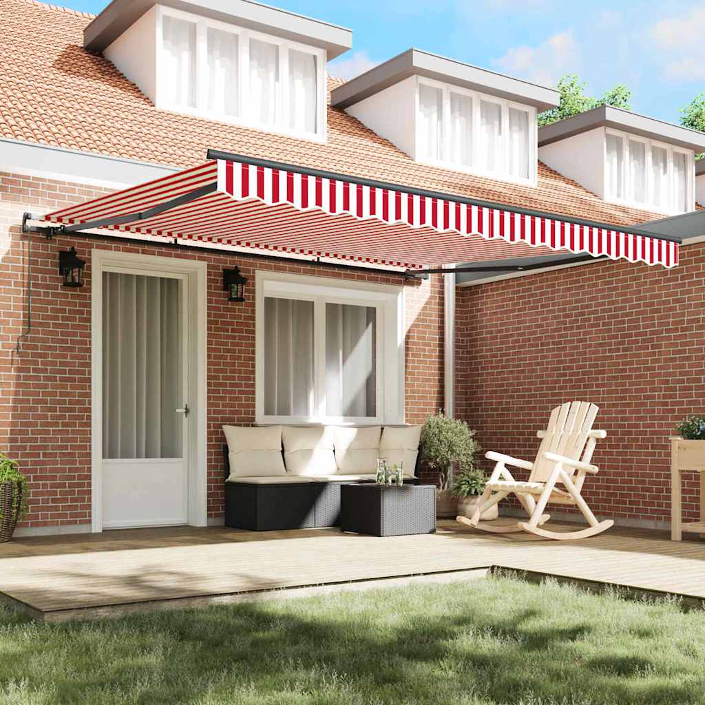 Retractable Awning Manual Red and white 400 x 300 cm Fabric