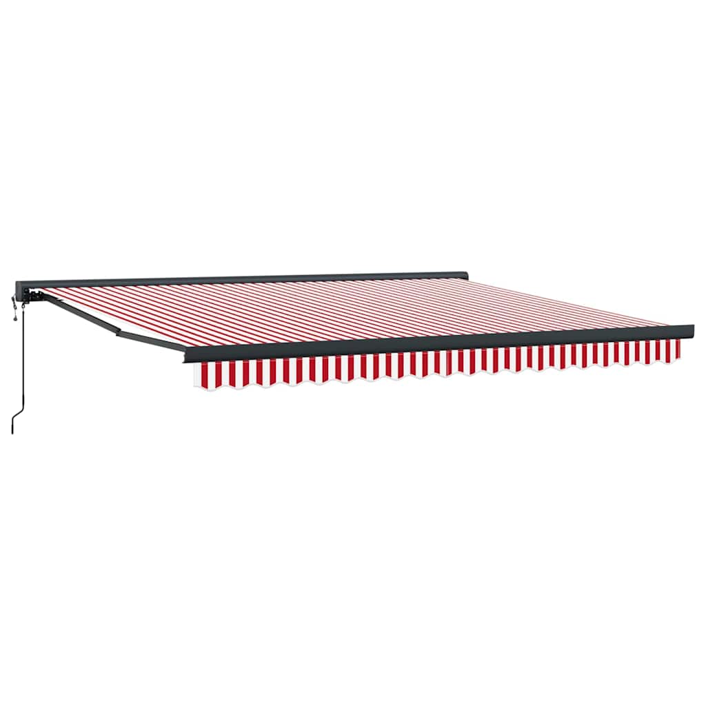 Retractable Awning Red and white 400 x 300 cm Fabric, Metal