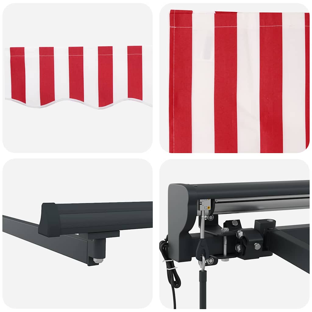 Retractable Awning Red and White Stripe 400x300 cm Fabric