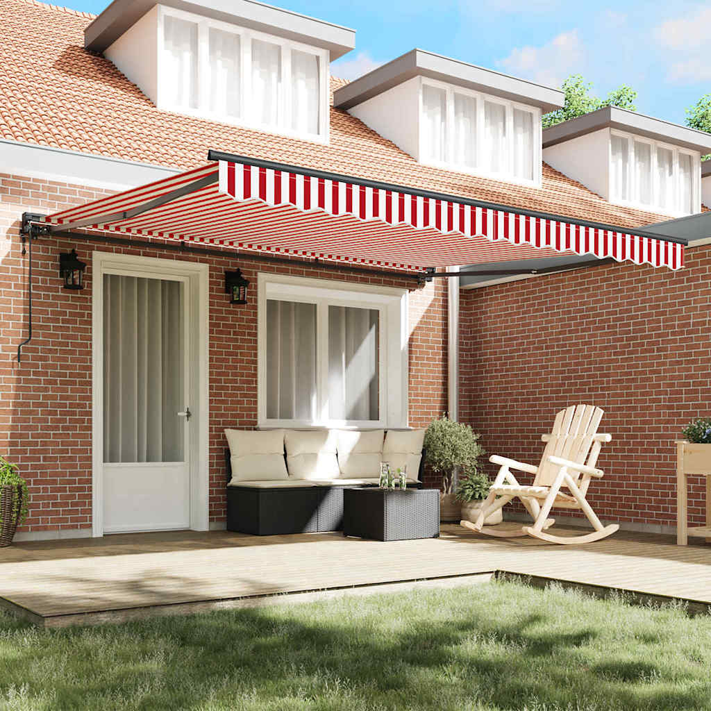 Retractable Awning Red and White Stripe 400x300 cm Fabric