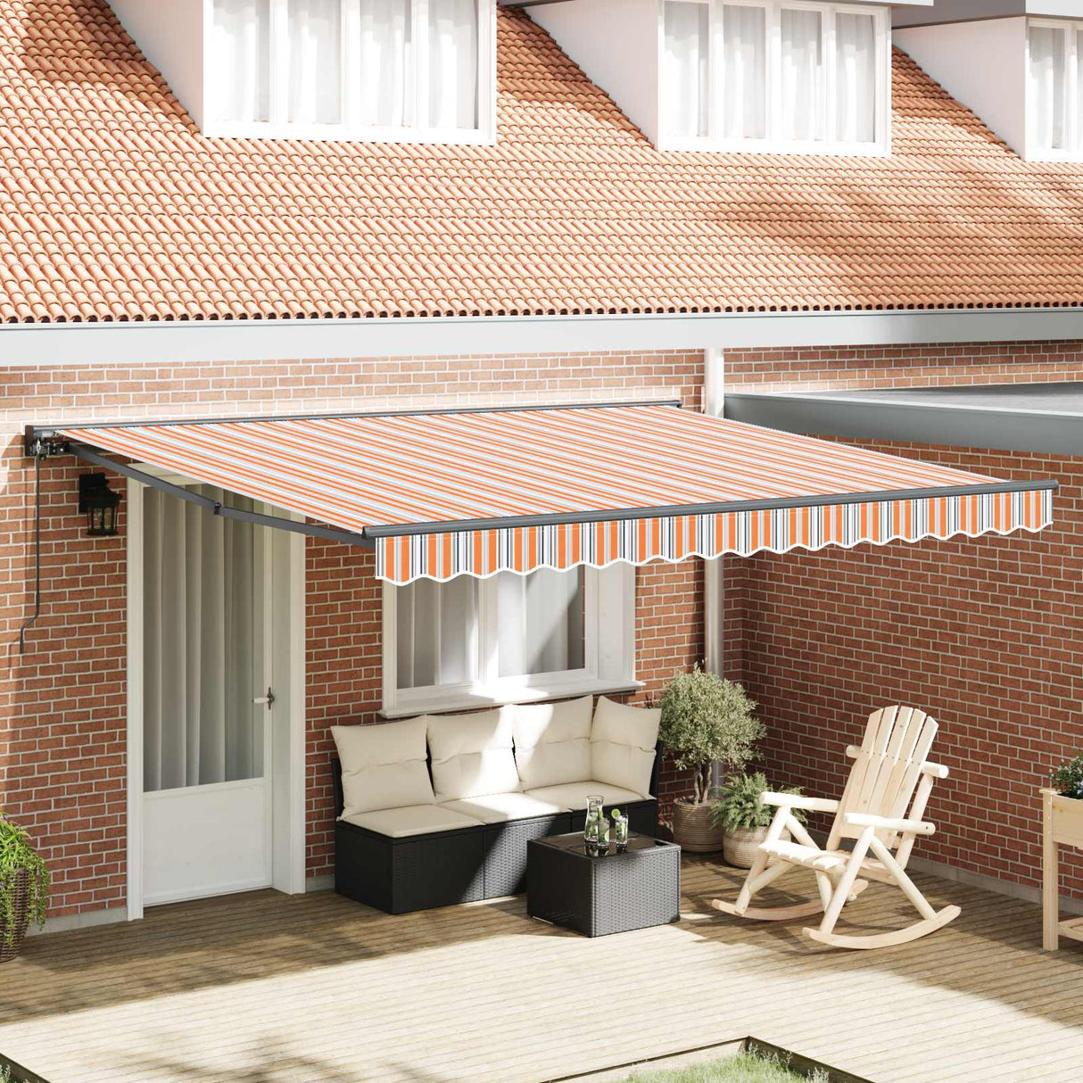 Retractable Awning Manual Blue and Orange 400 x 300 cm