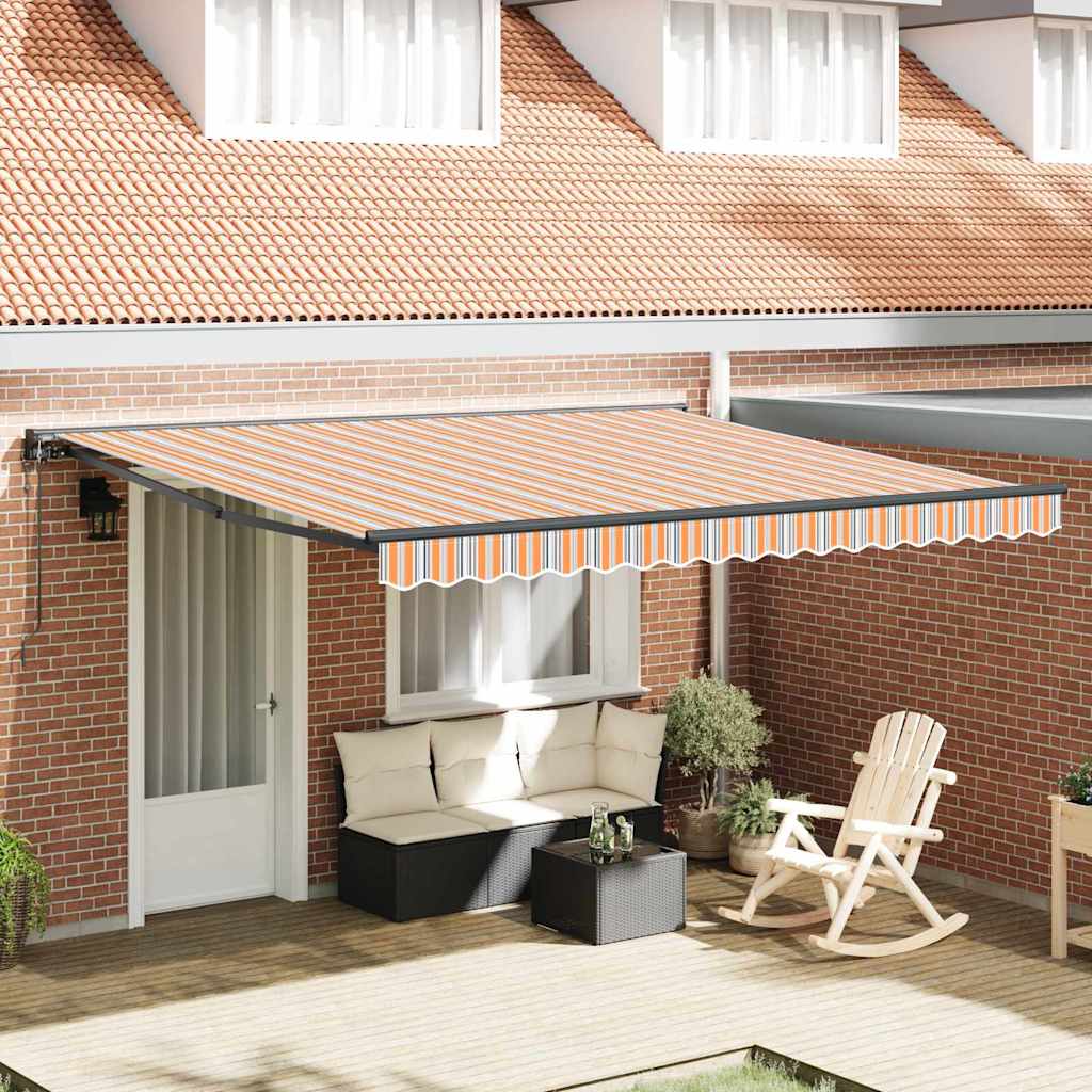 Retractable Awning Multicolour Stripe 400x300 cm Fabric
