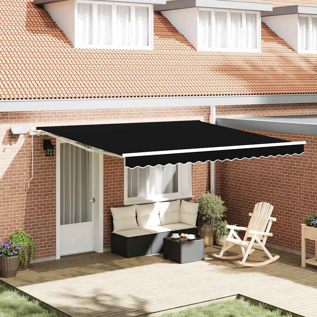 Retractable Awning with Manual Black 400 x 300 cm Fabric