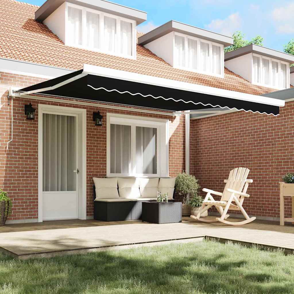 Retractable Awning Black 400 x 300 cm Fabric and Metal