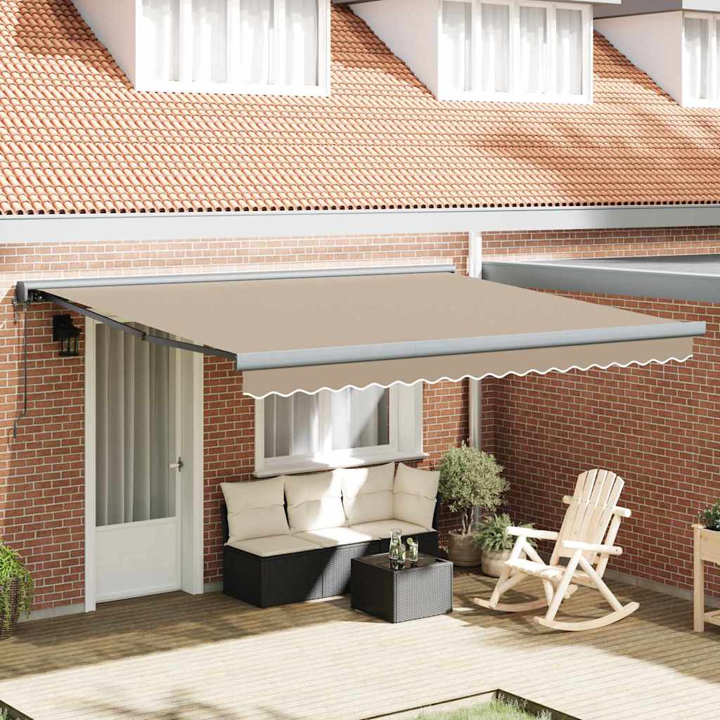 Retractable Awning Manual Beige 400 x 300 cm Fabric, Metal