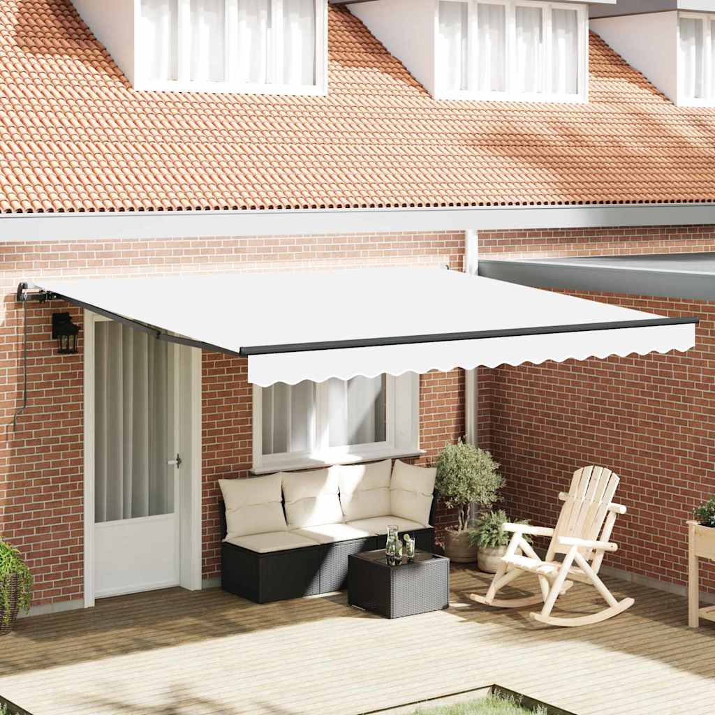 Awning Manual White 400 x 300 cm Fabric