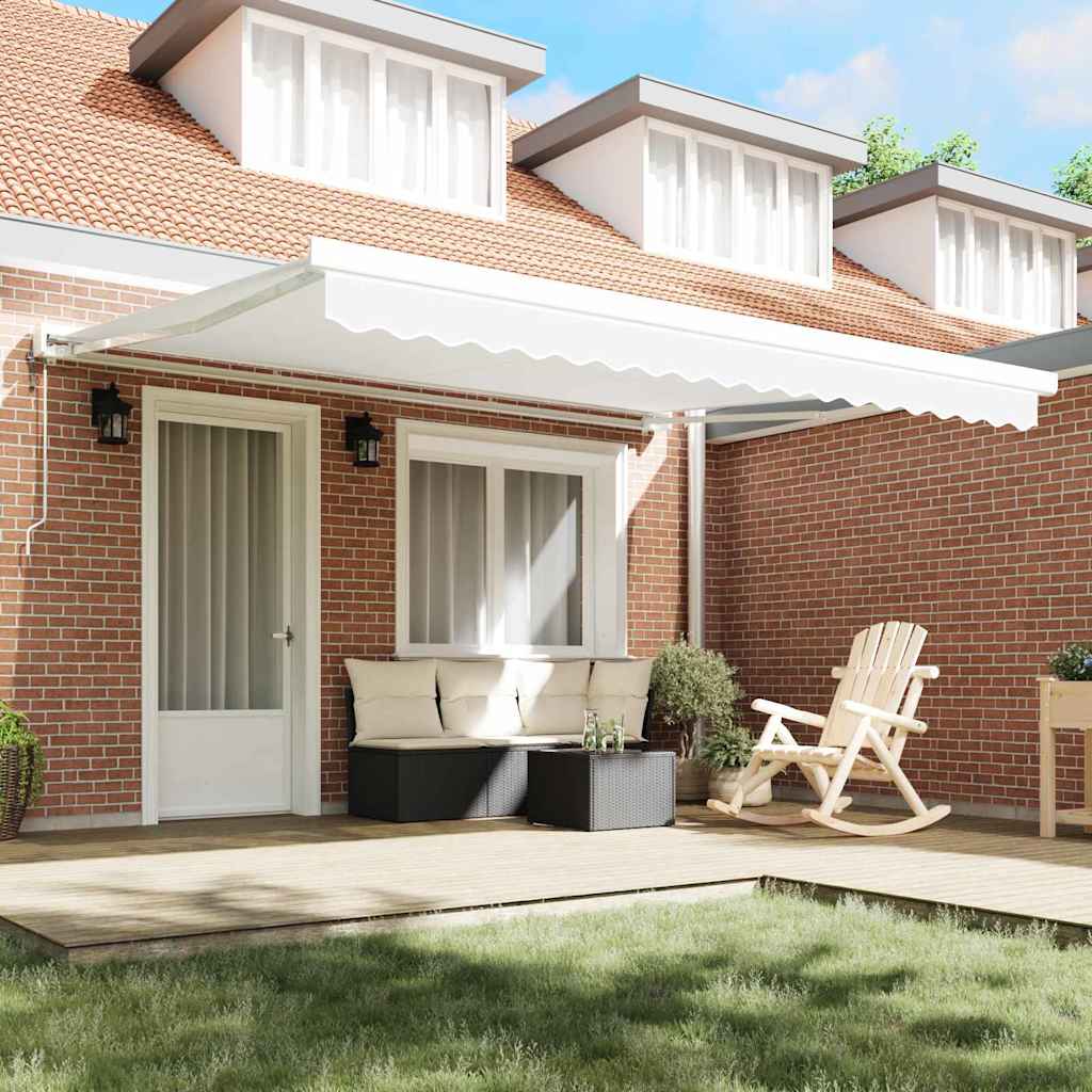 Retractable Awning White 400 x 300 cm Fabric and Metal