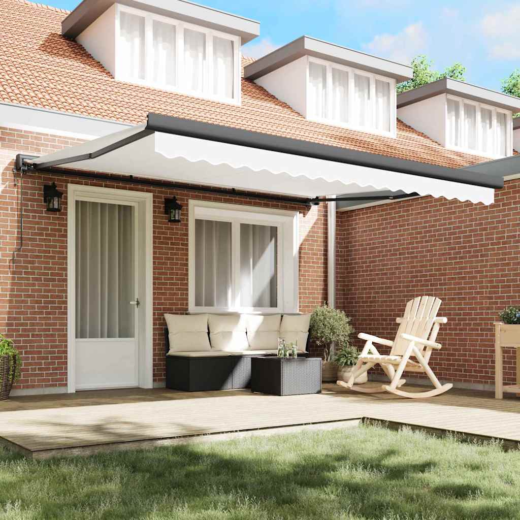 Retractable Awning Manual White 400 x 300 cm Fabric, Metal