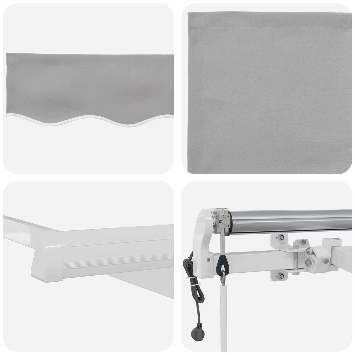 Retractable Awning Light Grey 400 x 300 cm Fabric and Steel