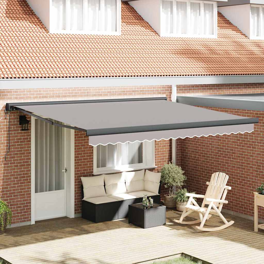 Retractable Awning Manual Light grey 400 x 300 cm Fabric, Metal