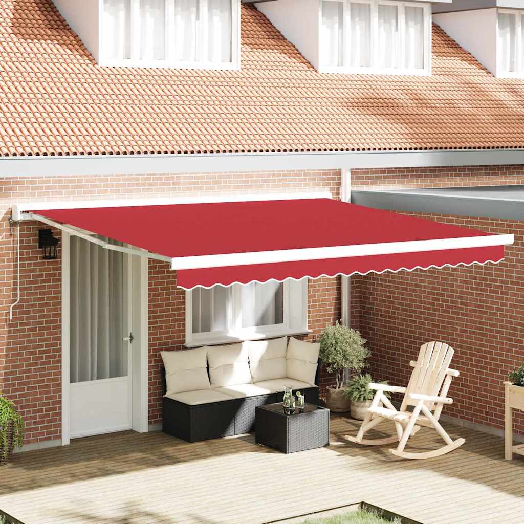 Retractable Awning Red 400 x 300 cm Fabric and Metal