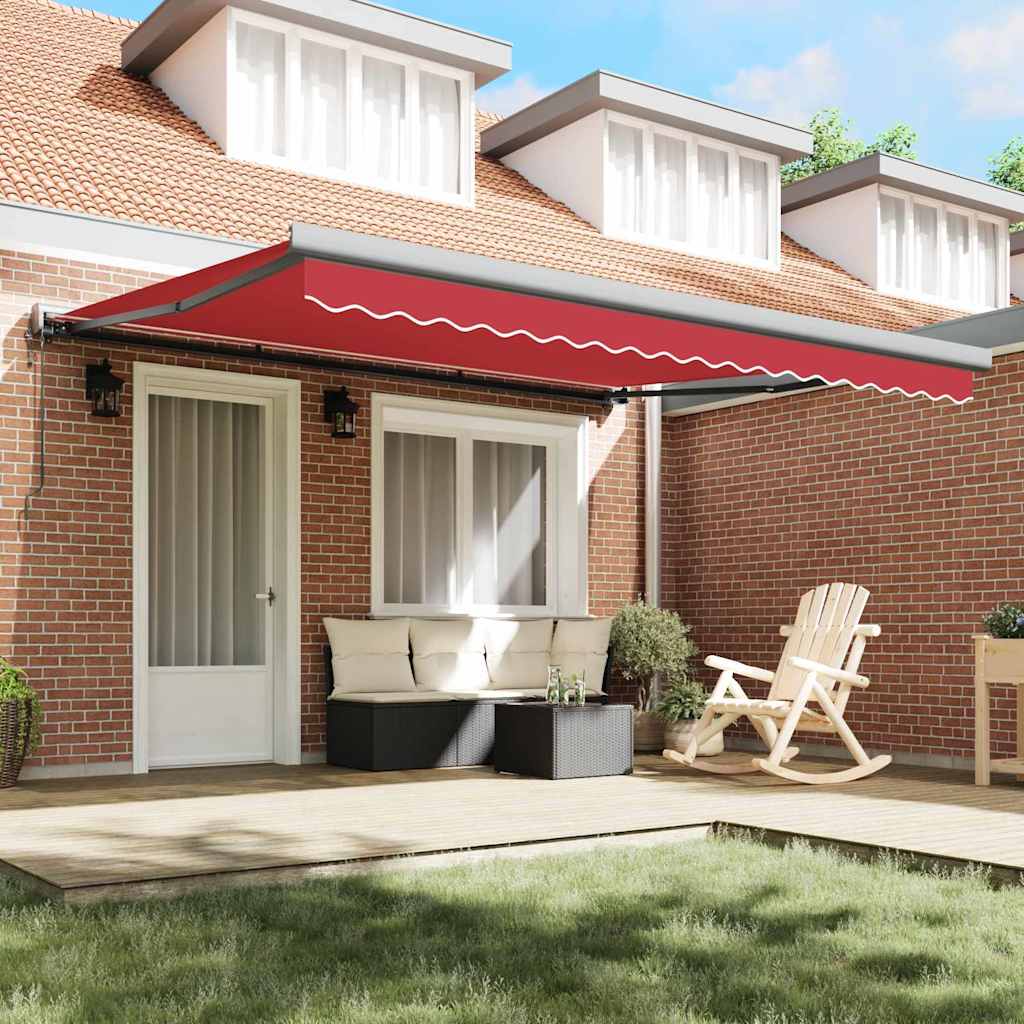 Retractable Awning Manual Red 400 x 300 cm Fabric, Metal