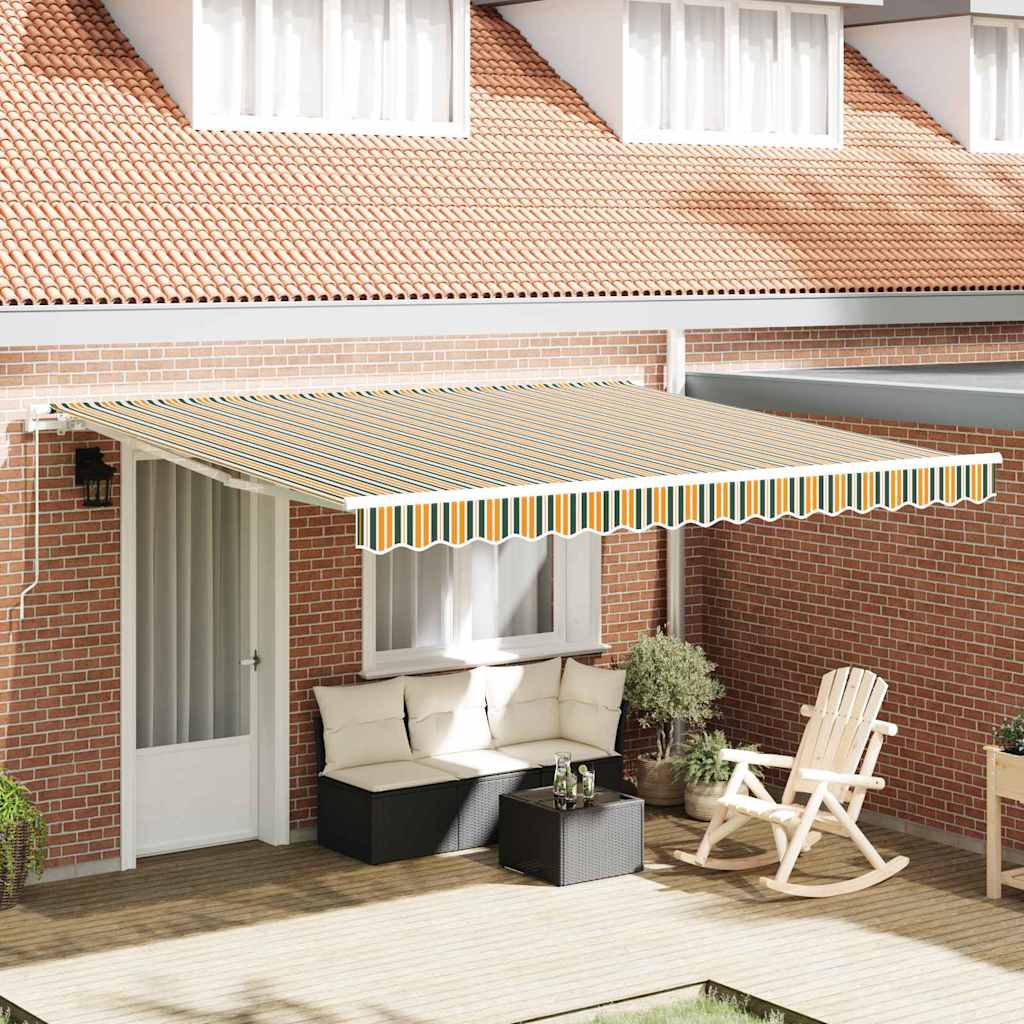 Retractable Awning Green and yellow 400 x 300 cm Polyester