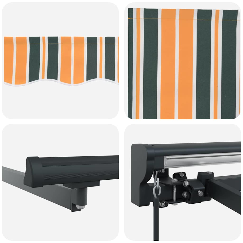 Retractable Awning Manual Green and Yellow 400x300 cm Fabric