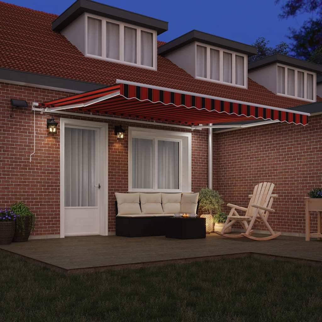 Retractable Awning with Orange and brown 400 x 350 cm Fabric