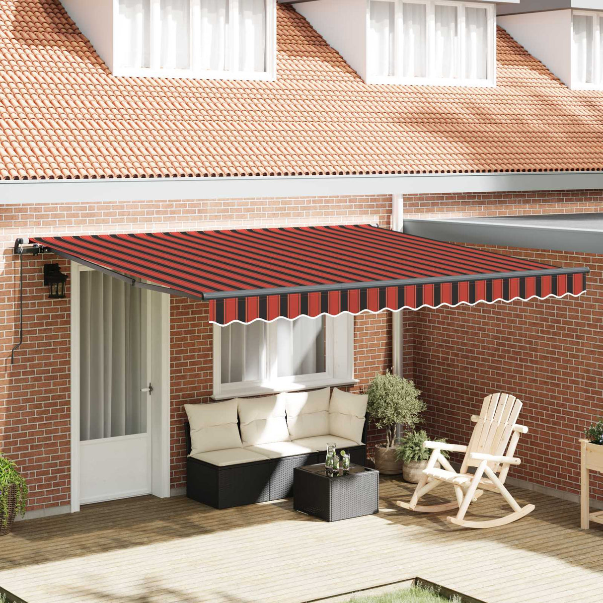 Retractable Awning Manual Orange and brown 400 x 350 cm
