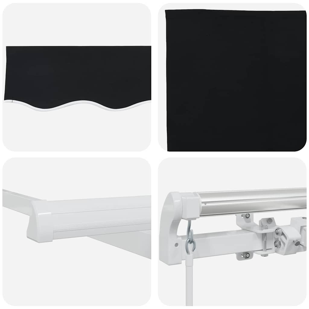 Retractable Awning Black 400 x 350 cm Polyester