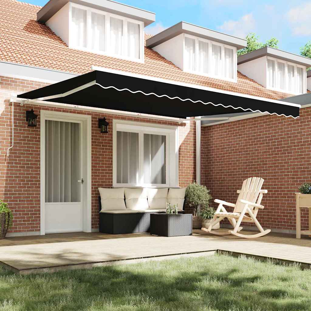 Retractable Awning Black 400 x 350 cm Polyester