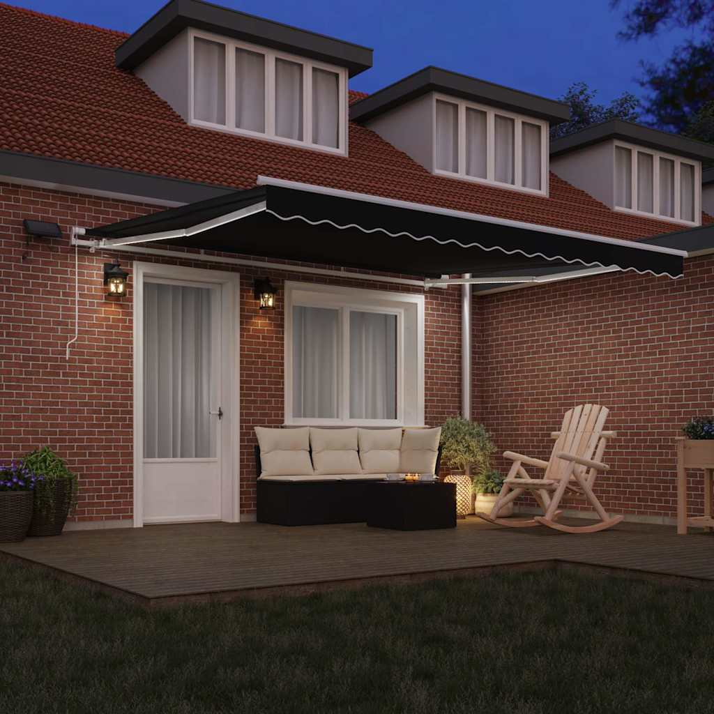 Retractable Awning with Manual Black 400 x 350 cm Fabric