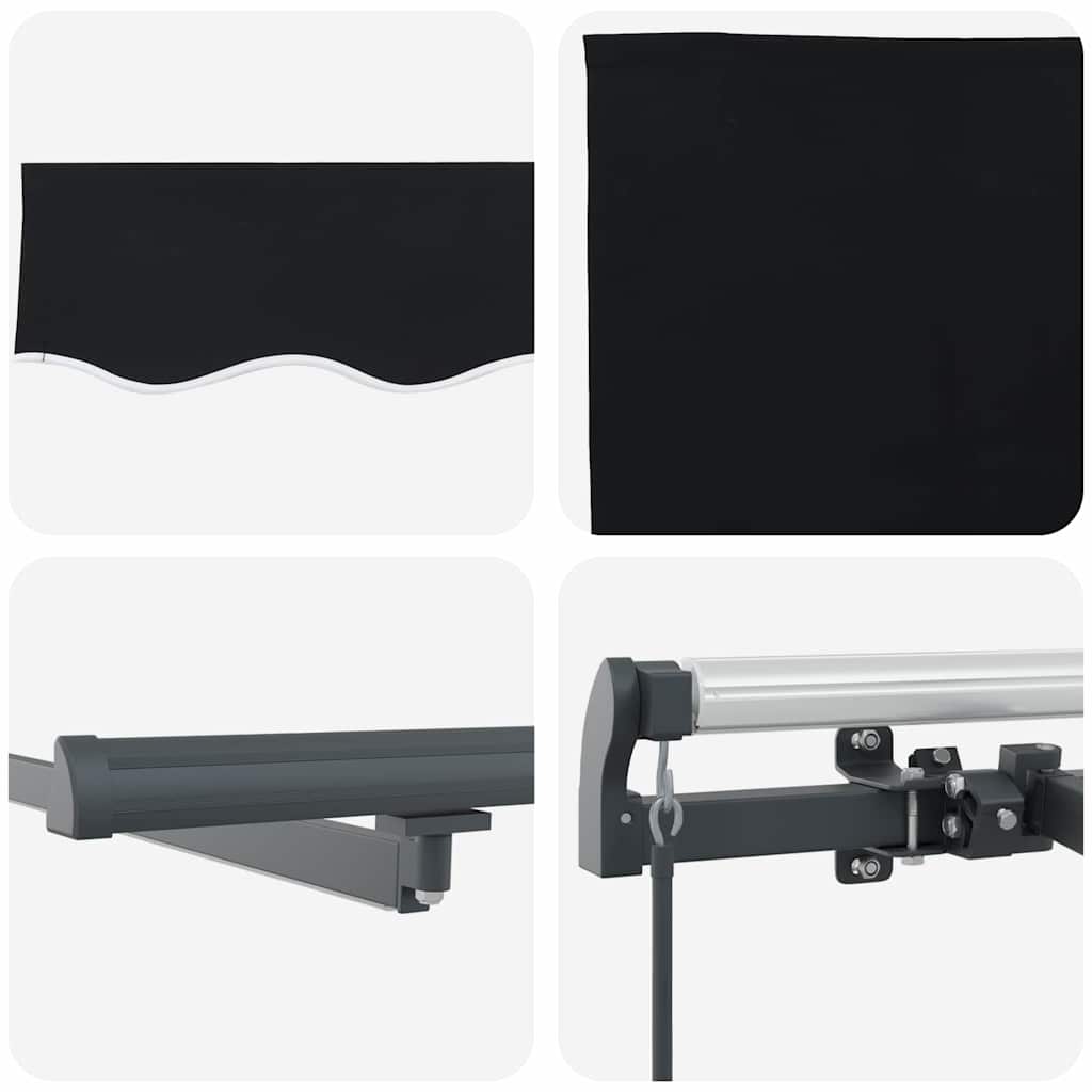 Retractable Awning Manual Black 400 x 350 cm Fabric