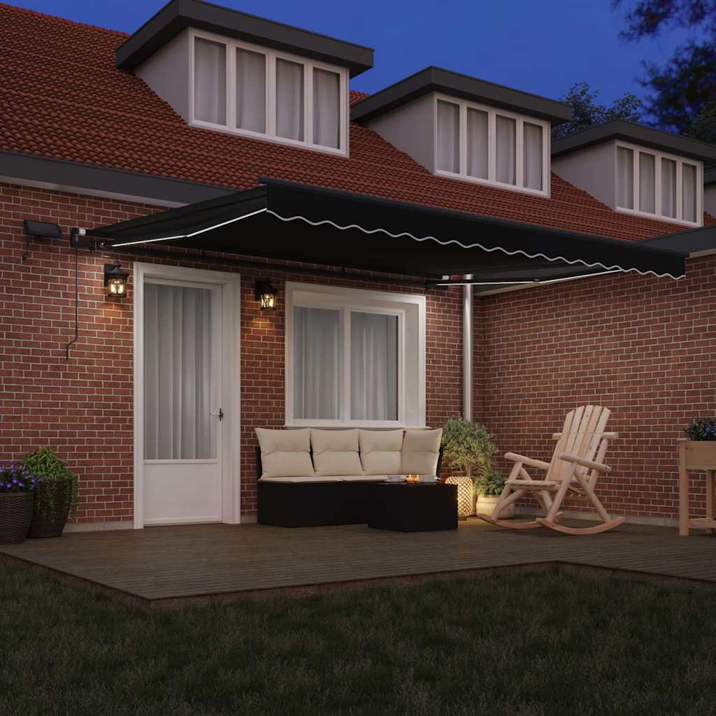Retractable Awning Manual Black 400 x 350 cm Fabric