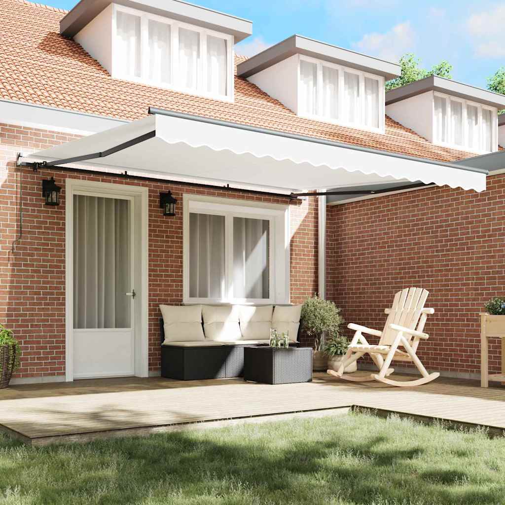 Retractable Awning White Manual White 400 x 350 cm Fabric