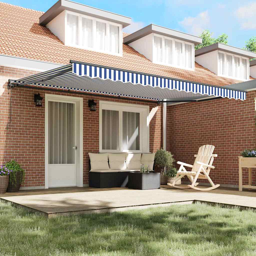 Retractable Awning Blue and White 450x300 cm Fabric