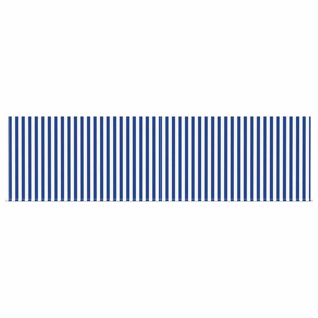 Retractable Awning Manual Blue and white 450 x 300 cm Fabric