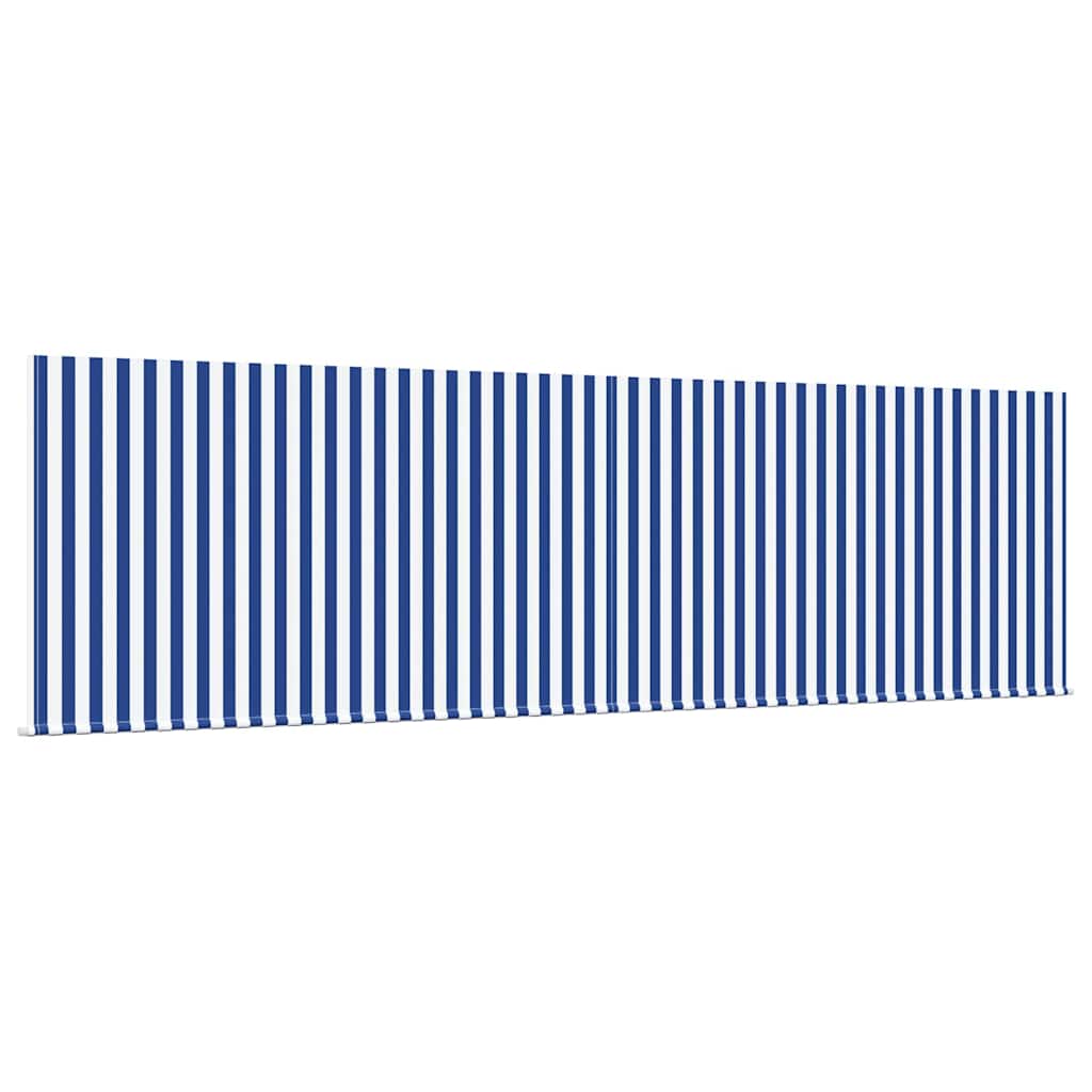 Retractable Awning Blue and white 450 x 300 cm Fabric