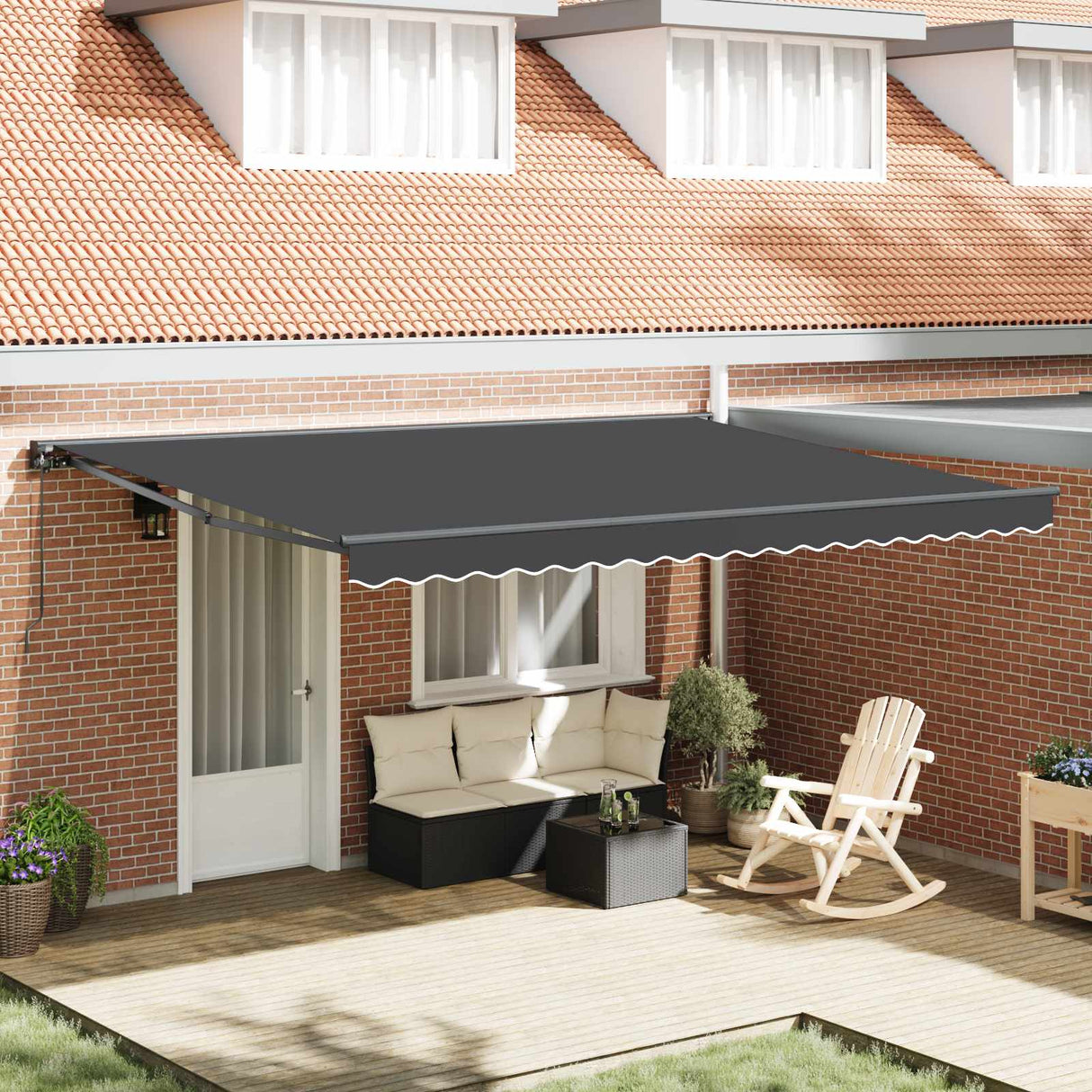 Retractable Awning Anthracite 450 x 300 cm Aluminium and Fabric
