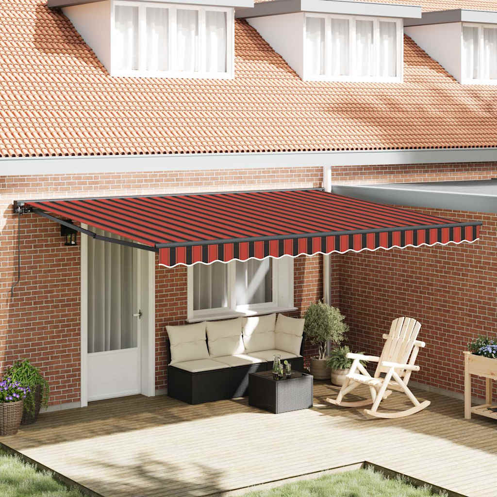 Retractable Awning Manual Orange and Brown 450x300 cm Fabric