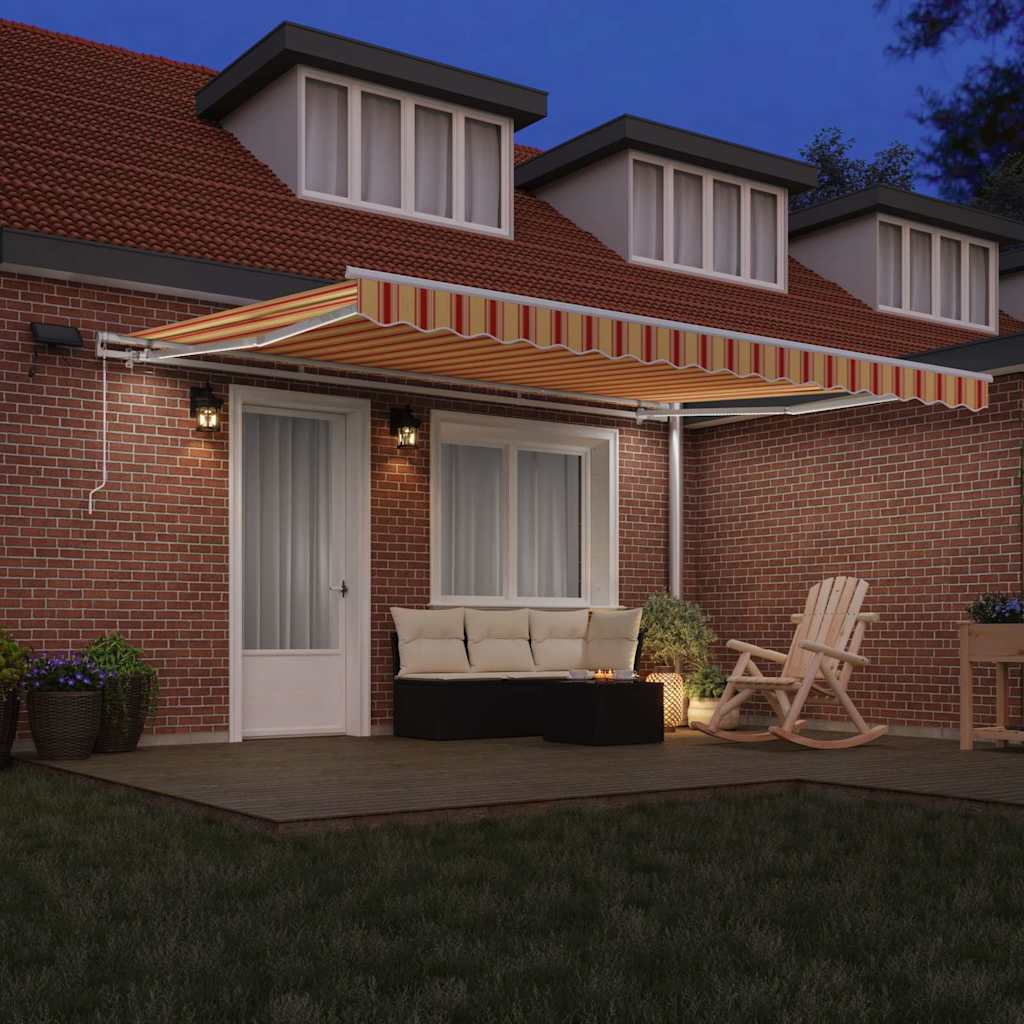 Retractable Awning with Yellow and orange 450 x 300 cm Fabric