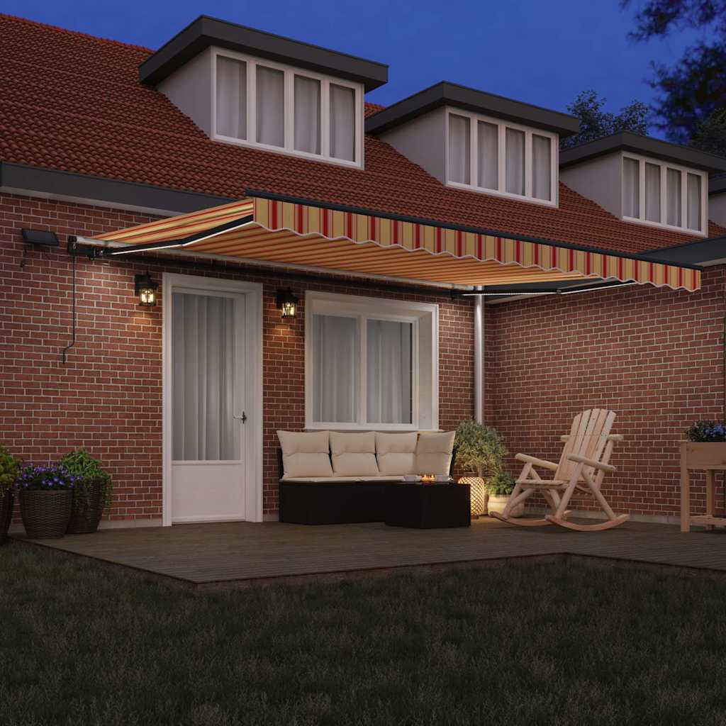 Retractable Awning Manual Yellow and orange 450 x 300 cm Fabric
