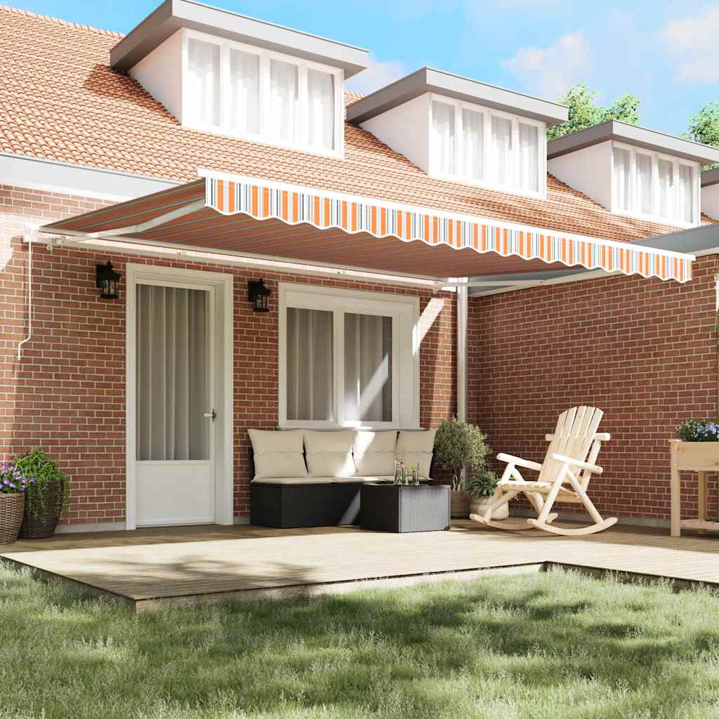 Retractable Awning Multicolour 450 x 300 cm Polyester and Metal