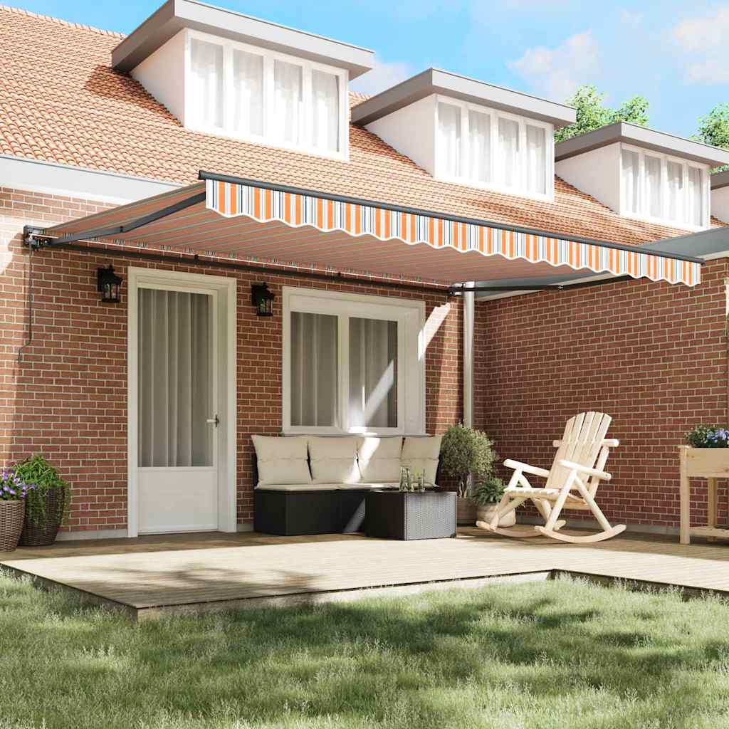 Retractable Awning Manual Multicolour Stripe 450x300 cm Fabric