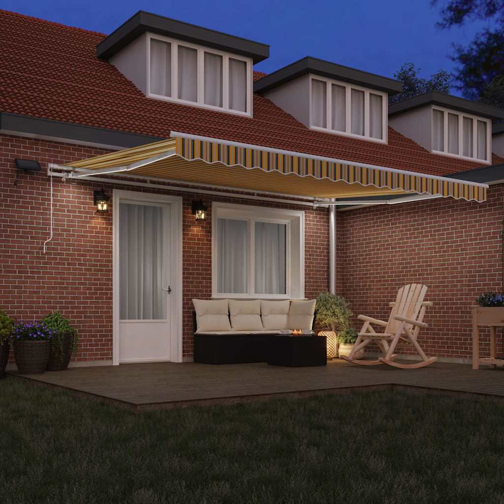 Retractable Awning with Manual Multicolour 450 x 300 cm Fabric