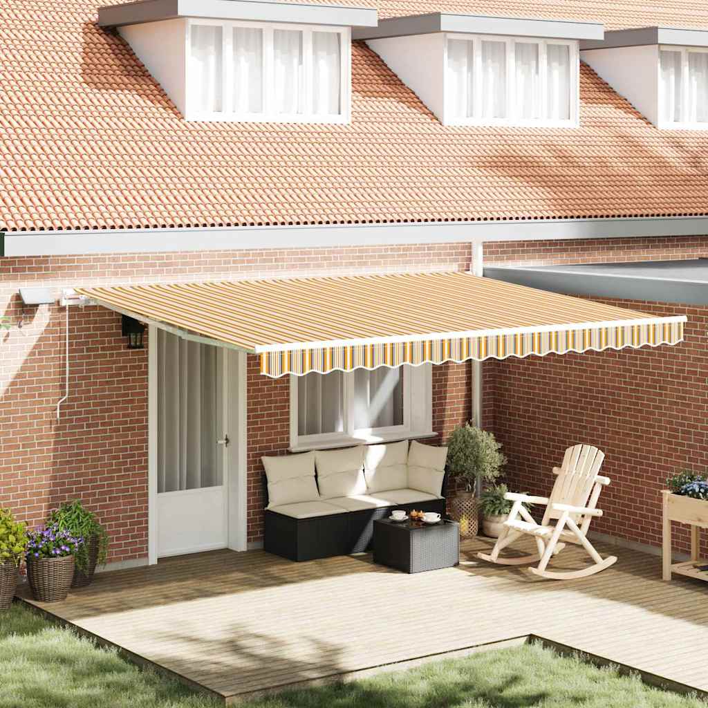 Retractable Awning with Manual Multicolour 450 x 300 cm Fabric