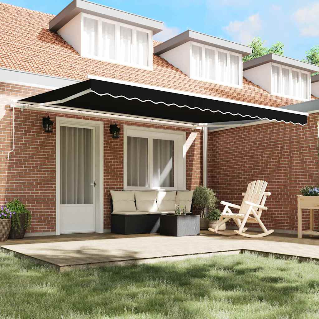 Retractable Awning Black 450 x 300 cm Polyester and Metal