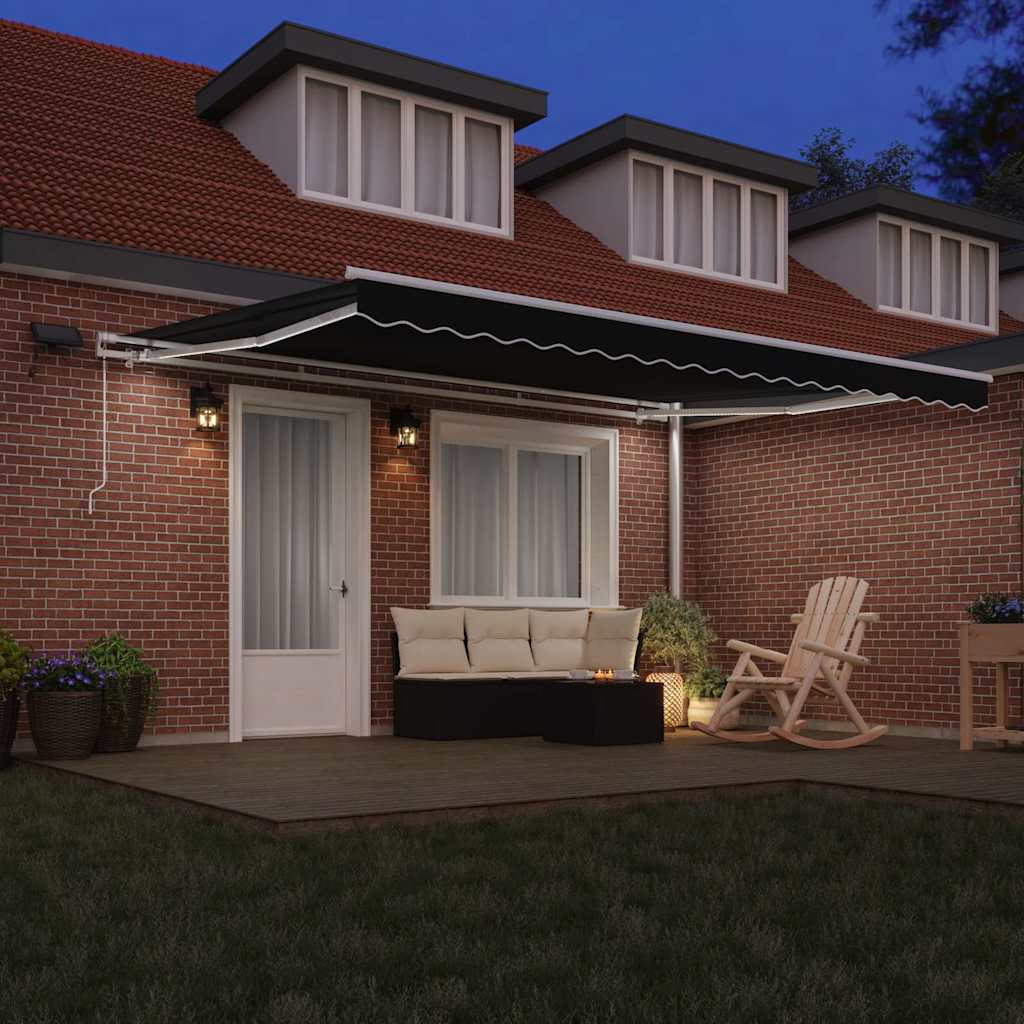 Retractable Awning with Manual Black 450 x 300 cm Fabric