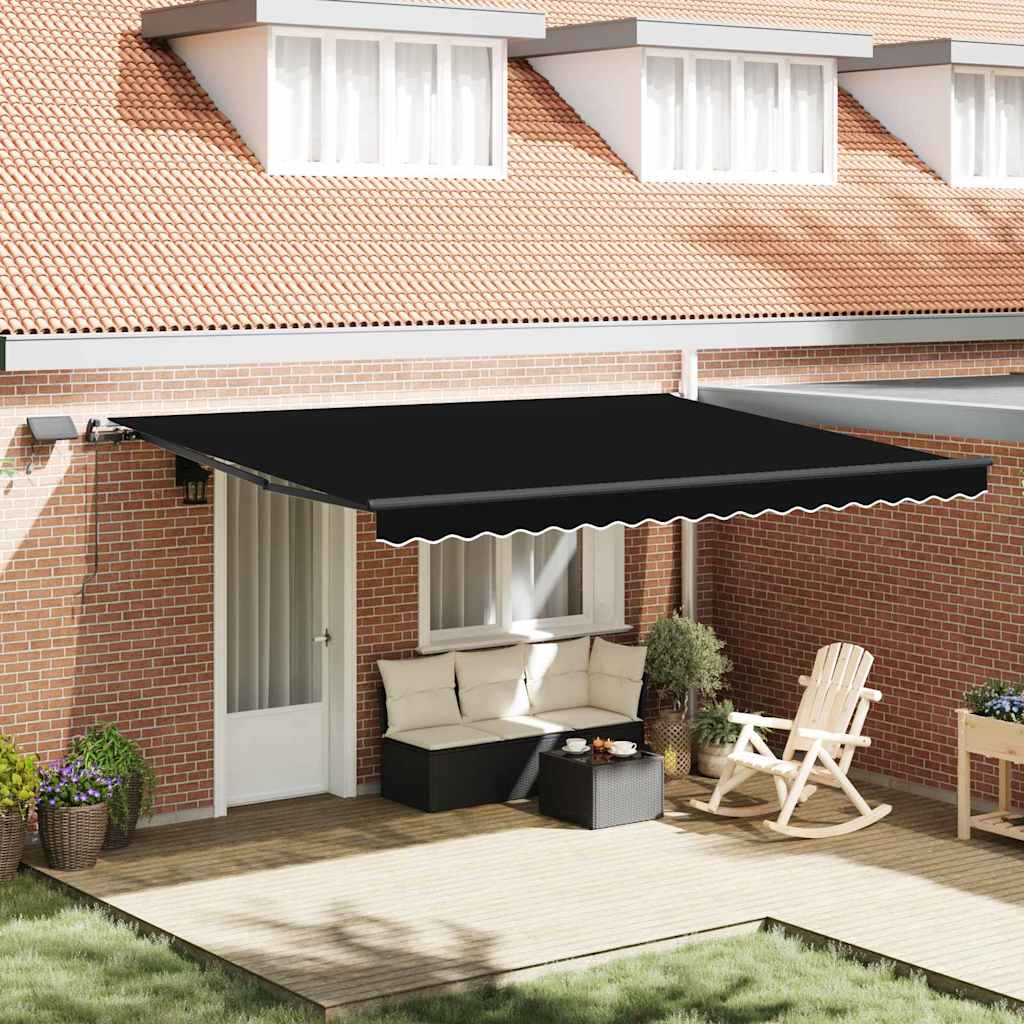 Retractable Awning Manual Black 450 x 300 cm Fabric