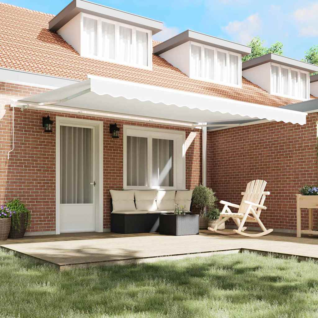 Awning Retractable White 4.5 x 3 m Polyester and metal