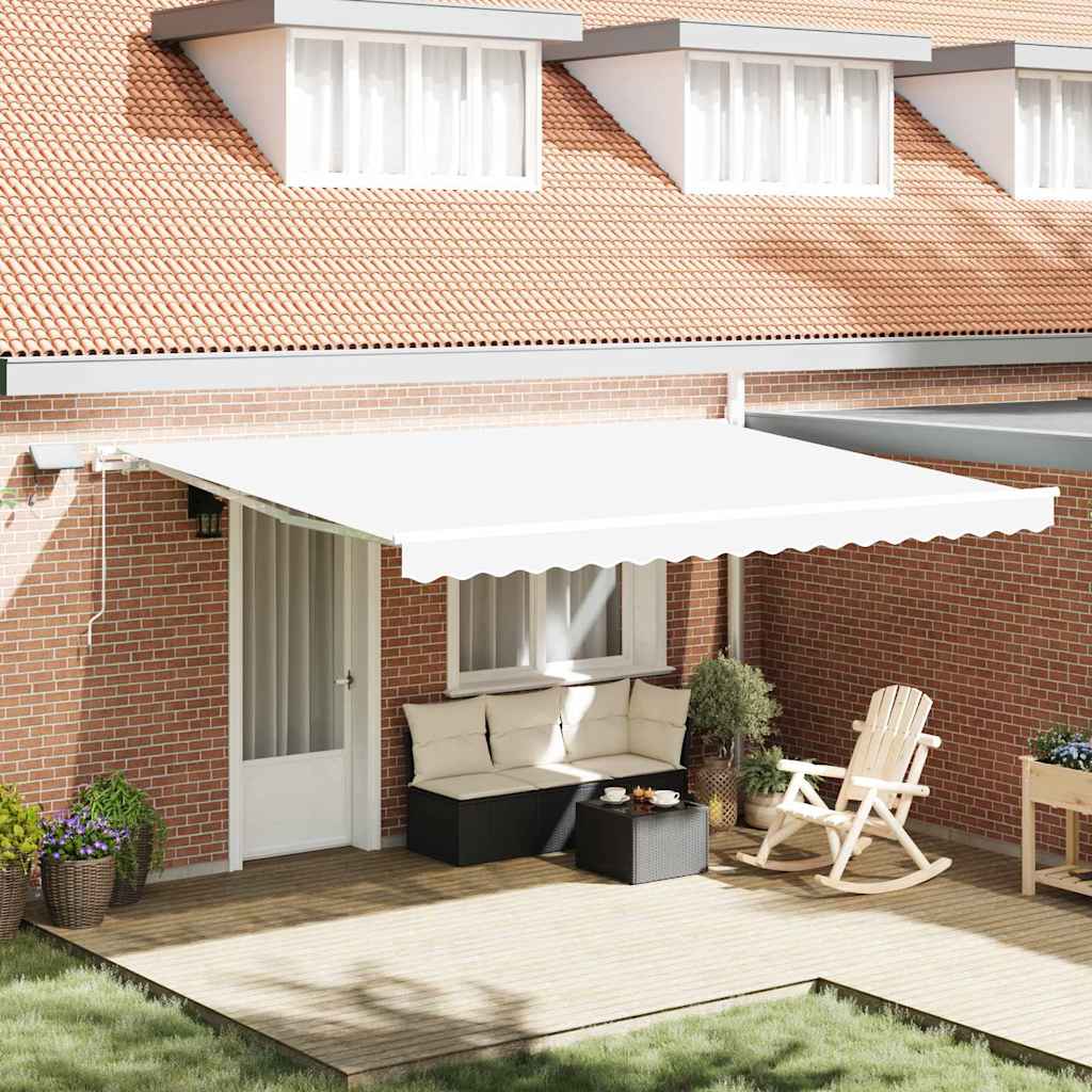 Retractable Awning with Manual White 450 x 300 cm Fabric
