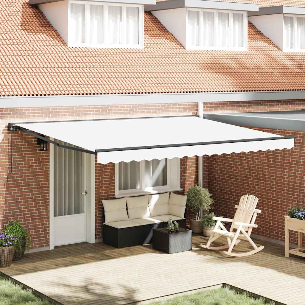 Retractable Awning Manual White 450x300 cm Fabric
