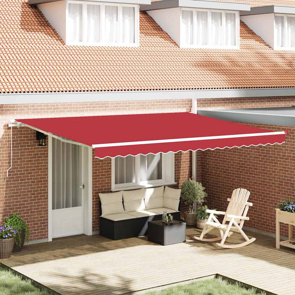 Awning Retractable Red 4.5 x 3 m Polyester and metal