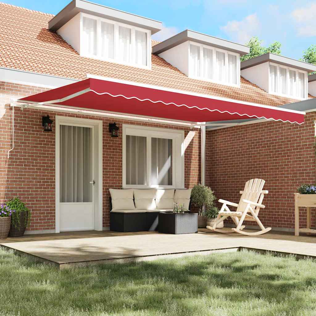 Awning Retractable Red 4.5 x 3 m Polyester and metal
